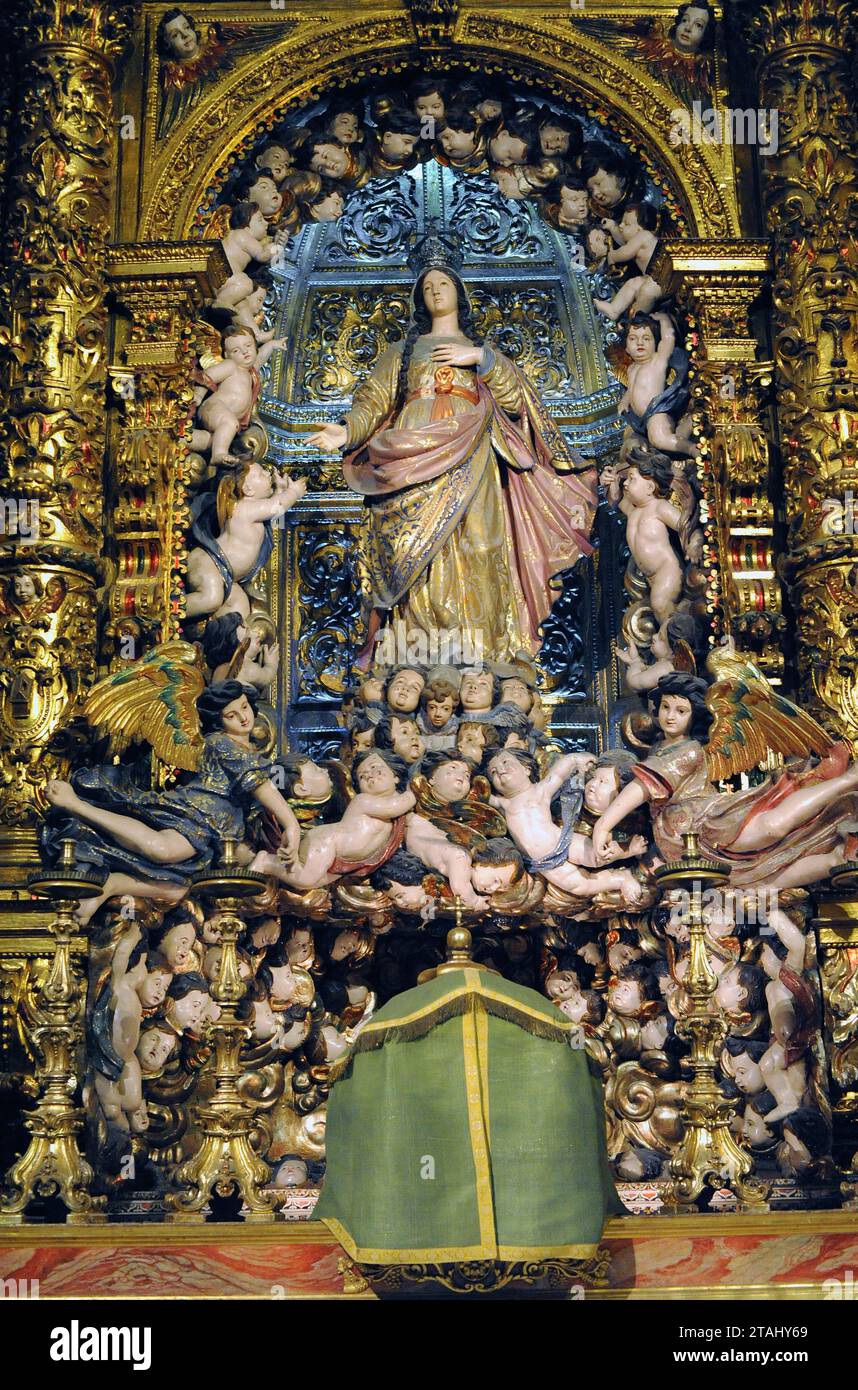 Lisbona (Lisboa), Igreja de Sao Roque (pala d'altare barocca). Cappella del Santissimo Sacramento. Portogallo. Foto Stock