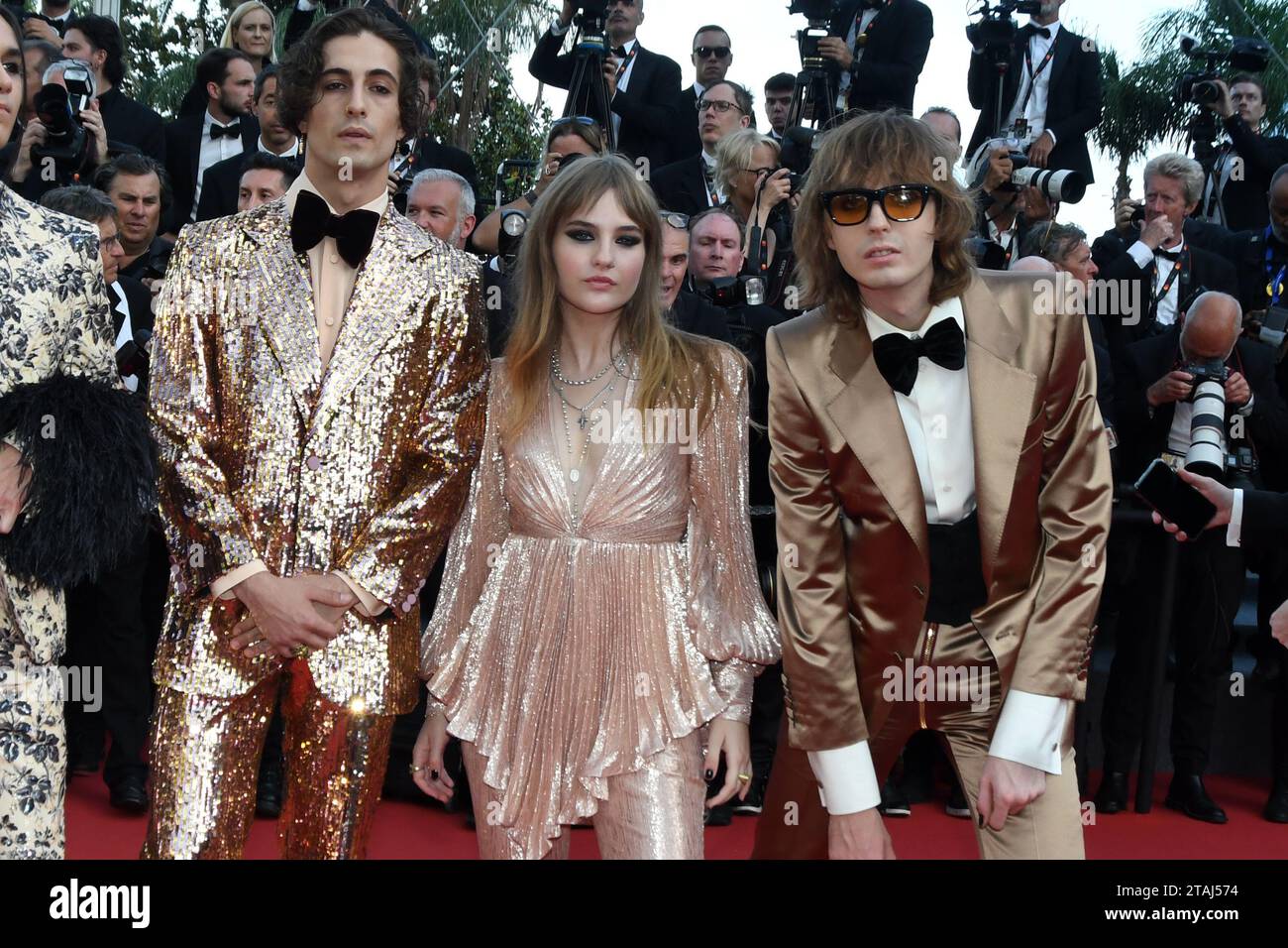 CANNES, FRANCIA - MAGGIO 25: Ethan Torchio, Thomas raggi, Damiano David, Victoria De Angelis assistono alla proiezione di 'Elvis' durante la 75a edizione annuale di Cannes Foto Stock