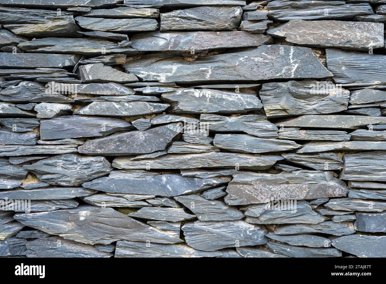 Sfondo di un vecchio muro di pietra ardesia naturale Foto Stock