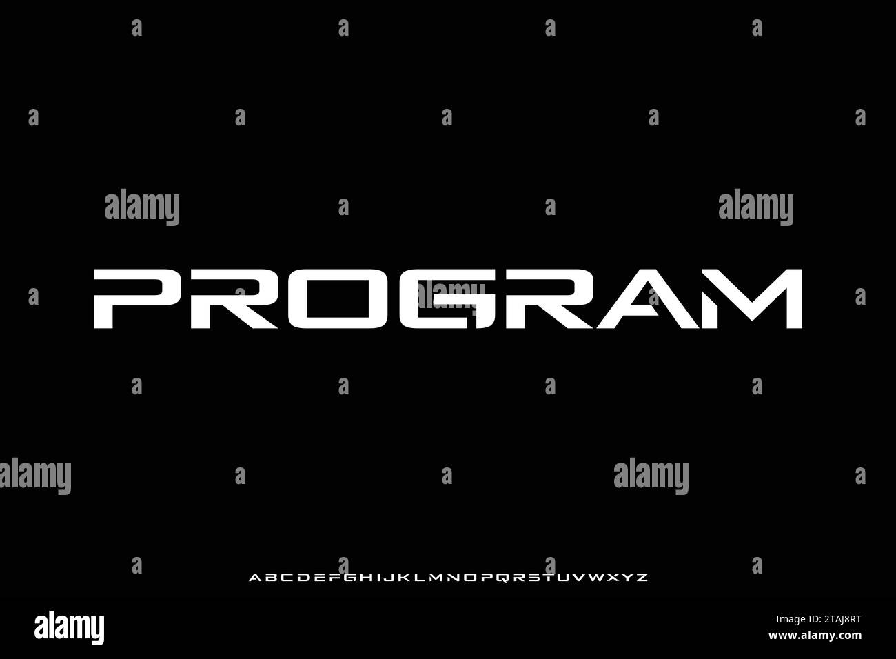 Vettore di font di visualizzazione dell'alfabeto futuristico geometrico. Stile tipografico moderno e creativo Illustrazione Vettoriale