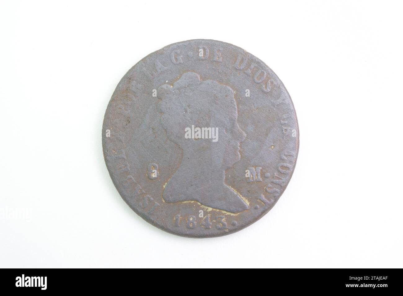 vecchie monete spagnole numismatiche provenienti dalla penisola iberica Foto Stock