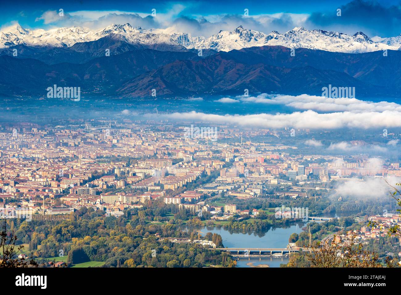 Veduta aerea della città di Torino (Italia) Foto Stock