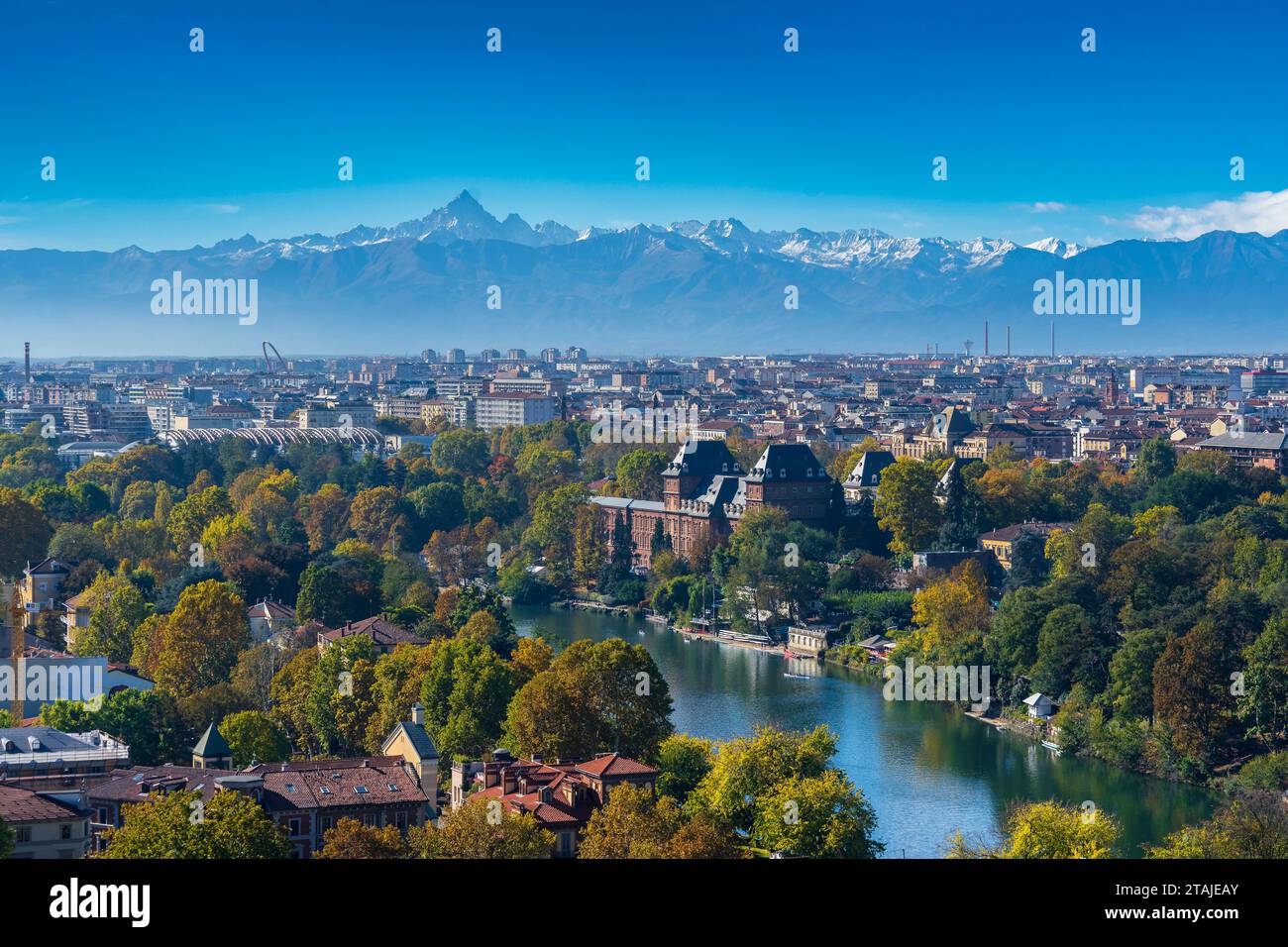 Veduta aerea della città di Torino (Italia) Foto Stock