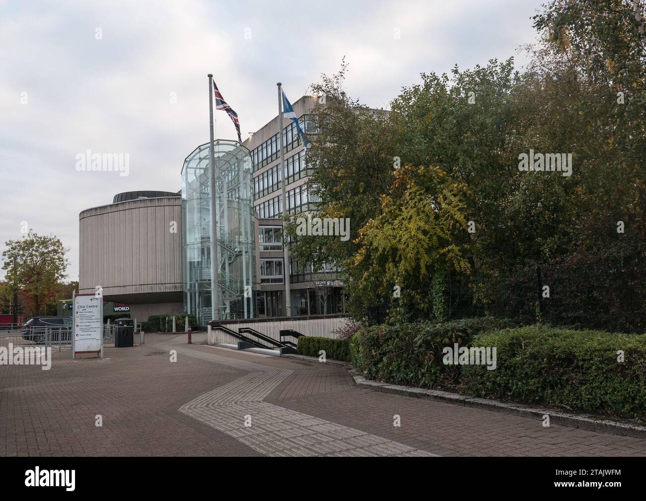 Centro amministrativo di Motherwell con sala consiliare in cemento Foto Stock