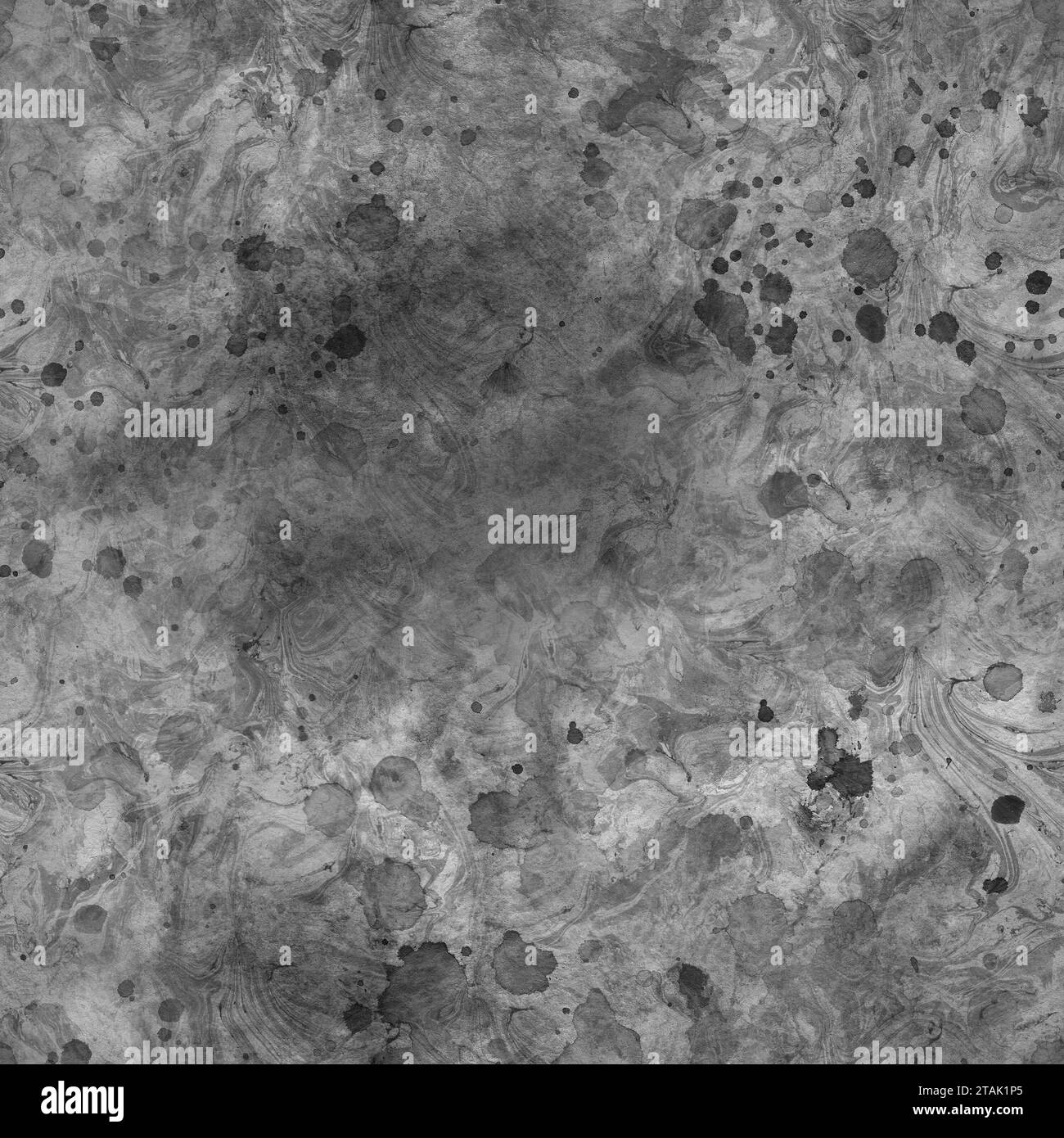 Sfondo a trama di carta per pittura ad acquerello color grigio argento con morbido motivo grunge fumé in marmo nero e bianco in grigio scuro Foto Stock