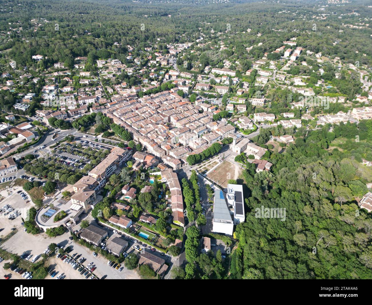 Valbonne sud-est della Provenza Francia drone, alto angolo aereo Foto Stock