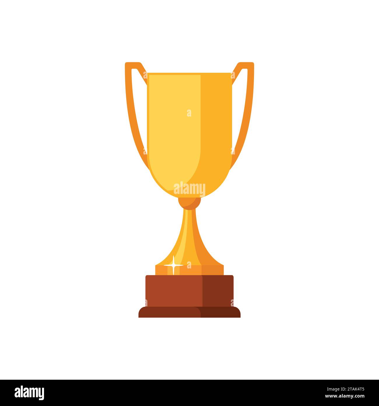 Coppa vincitrice d'oro con base in legno isolata su sfondo bianco. Icona del premio oro illustrazione vettoriale Illustrazione Vettoriale