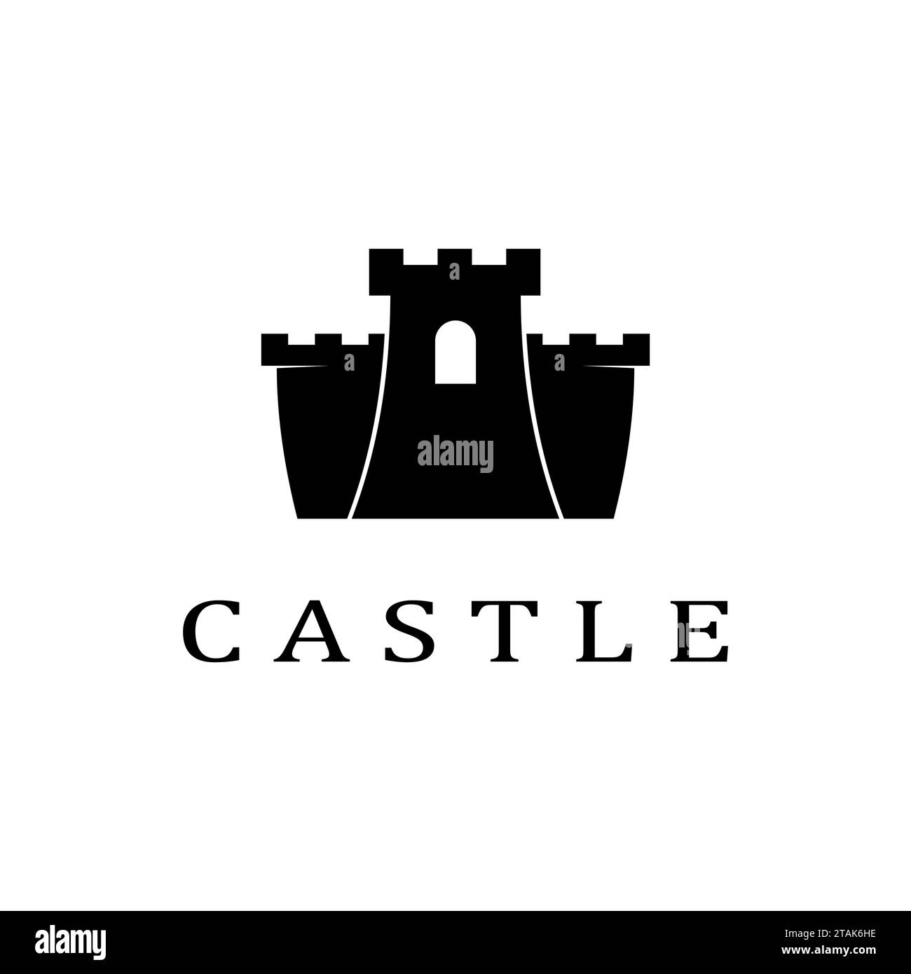 Icona del castello Vector Black su sfondo bianco Illustrazione Vettoriale