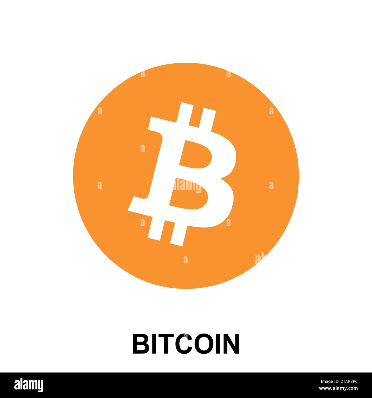 Logo piatto blockchain Bitcoin crypto currency isolato su sfondo bianco. Illustrazione vettoriale Illustrazione Vettoriale