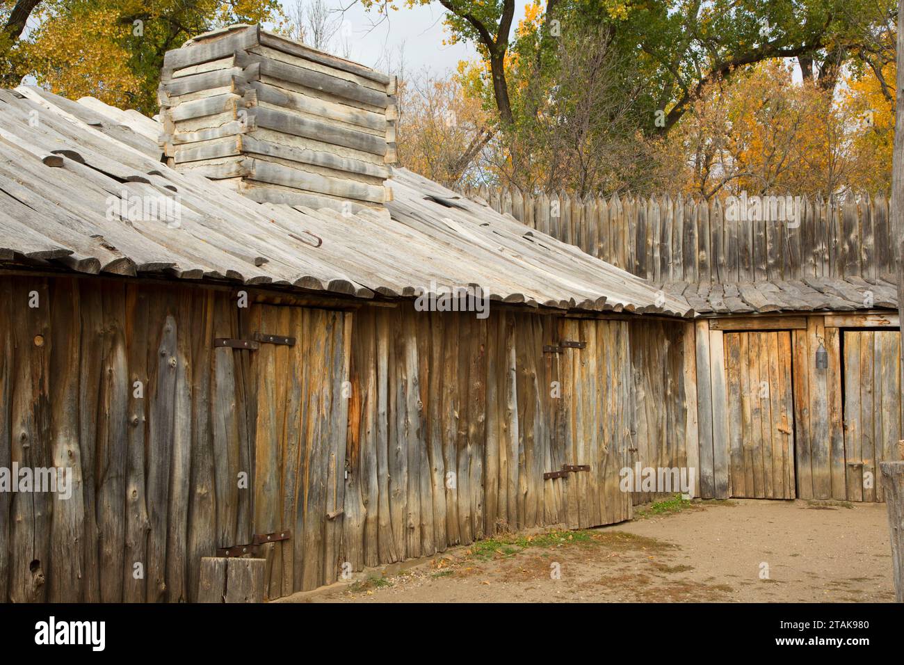 Fort Mandan, sito storico di Fort Mandan, Fahlgren Memorial Park, Lewis and Clark National Historic Trail, Washburn, North Dakota Foto Stock