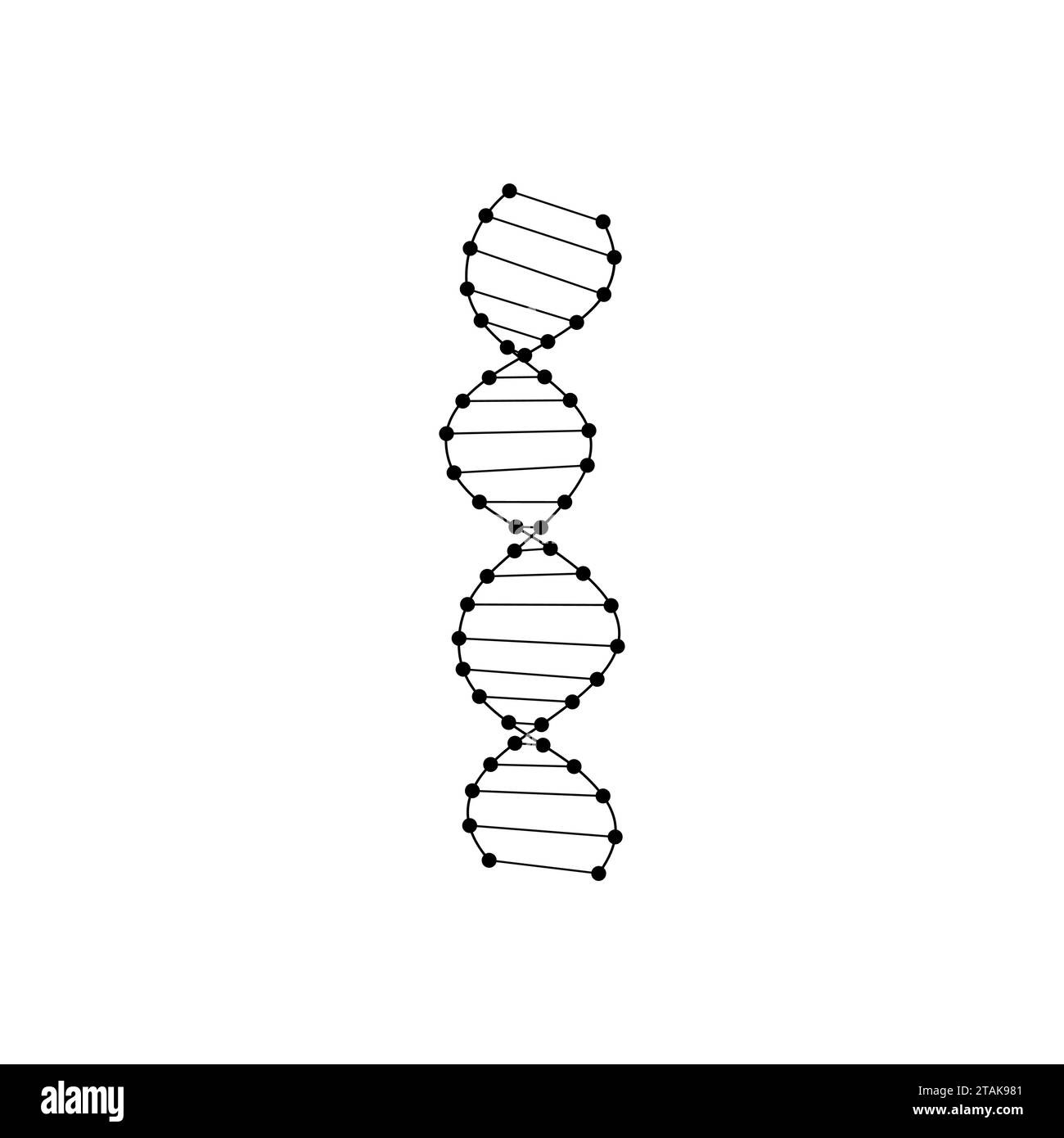 Icona DNA nero in stile piatto isolata sullo sfondo. Vettore Illustrazione Vettoriale