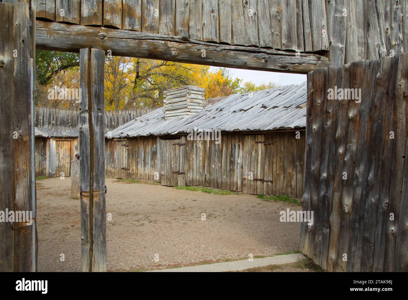 Fort Mandan, sito storico di Fort Mandan, Fahlgren Memorial Park, Lewis and Clark National Historic Trail, Washburn, North Dakota Foto Stock