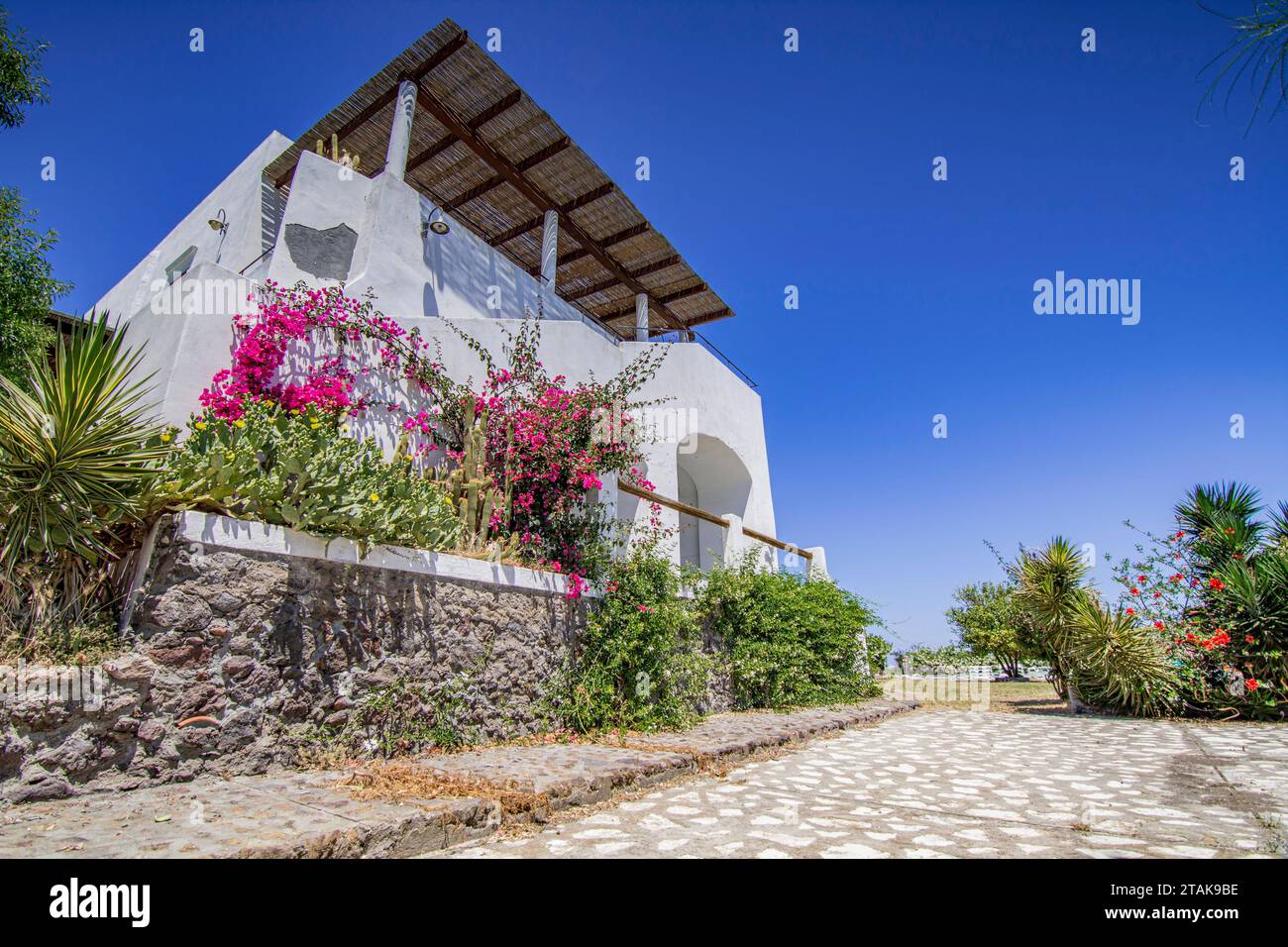 Tipica villa in stile Eolico, Vulcano Foto Stock