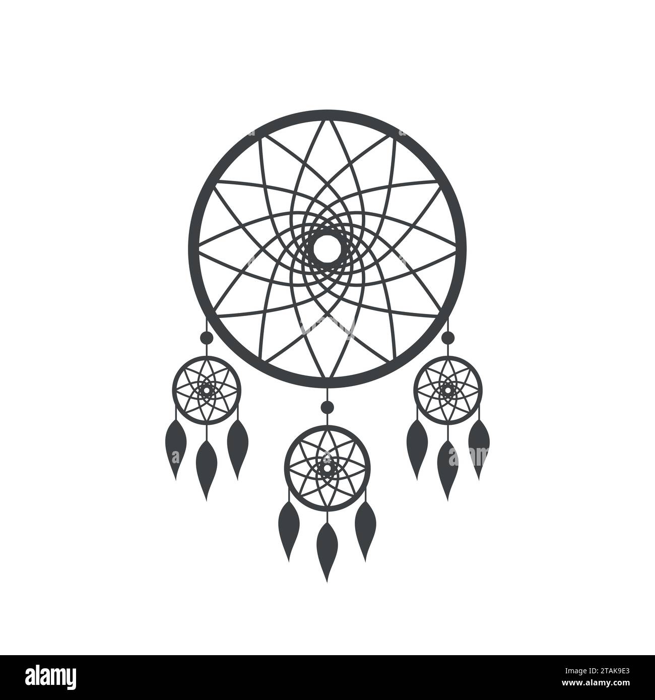 Icona Dreamcatcher isolata su sfondo bianco. Icona di cattura dei sogni degli indiani nativi americani. Illustrazione vettoriale Illustrazione Vettoriale