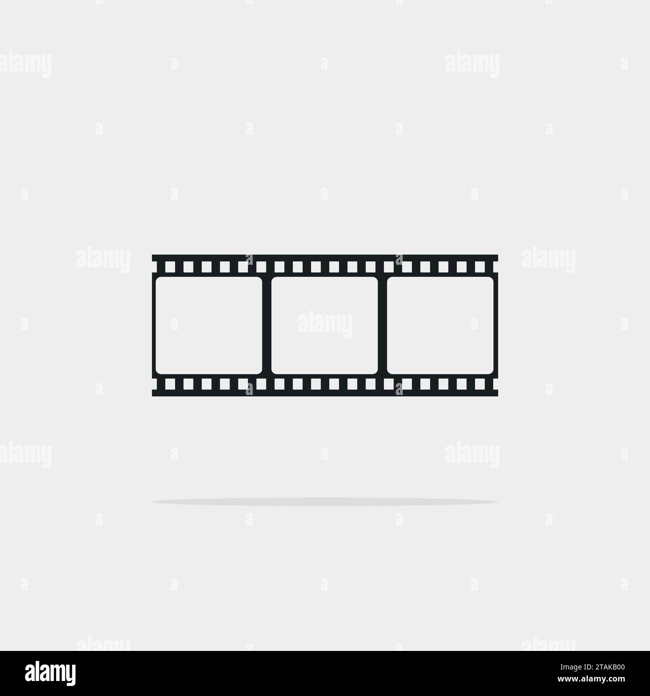 Icona del fotogramma della striscia di pellicola in stile piatto isolata su sfondo grigio. Illustrazione vettore elemento disegno Illustrazione Vettoriale