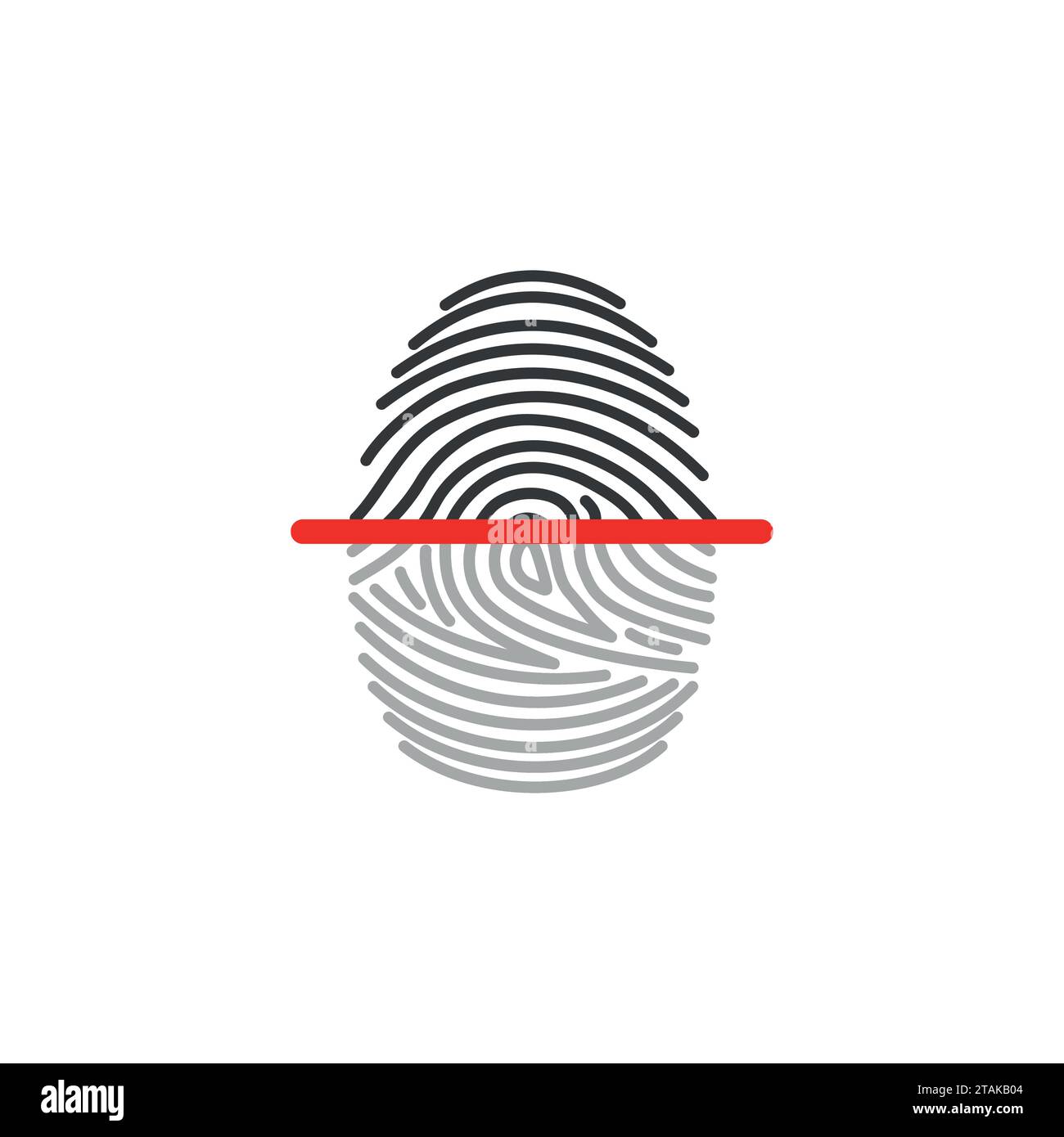 Identificazione dello scanner di icone delle impronte digitali elettroniche isolata su sfondo bianco. Sistema di sicurezza e sorveglianza Illustrazione Vettoriale