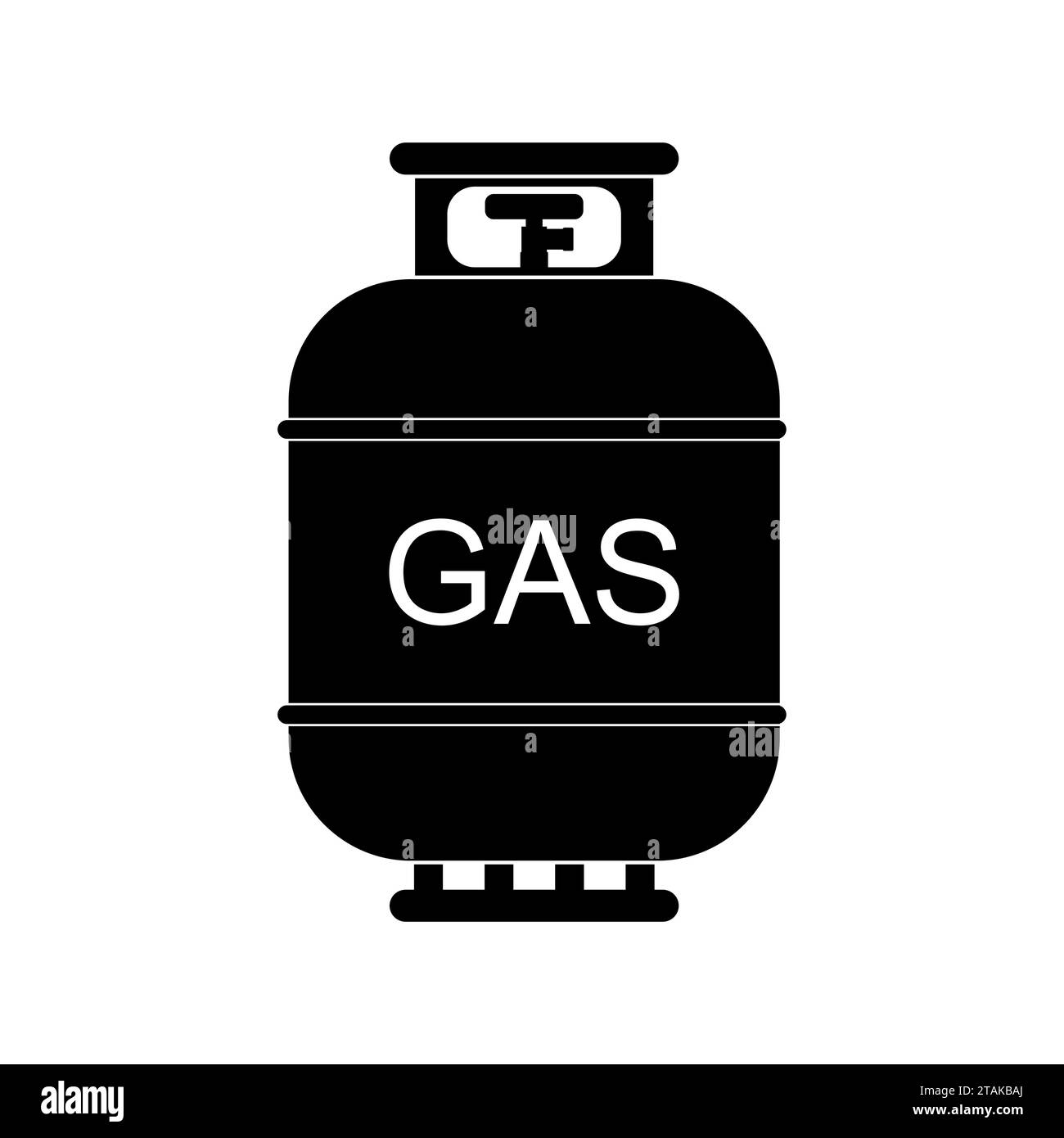Icona del serbatoio del gas in stile piatto. Gas carburante a pressione della bombola di propano lpd isolato su sfondo bianco. Illustrazione Vettoriale