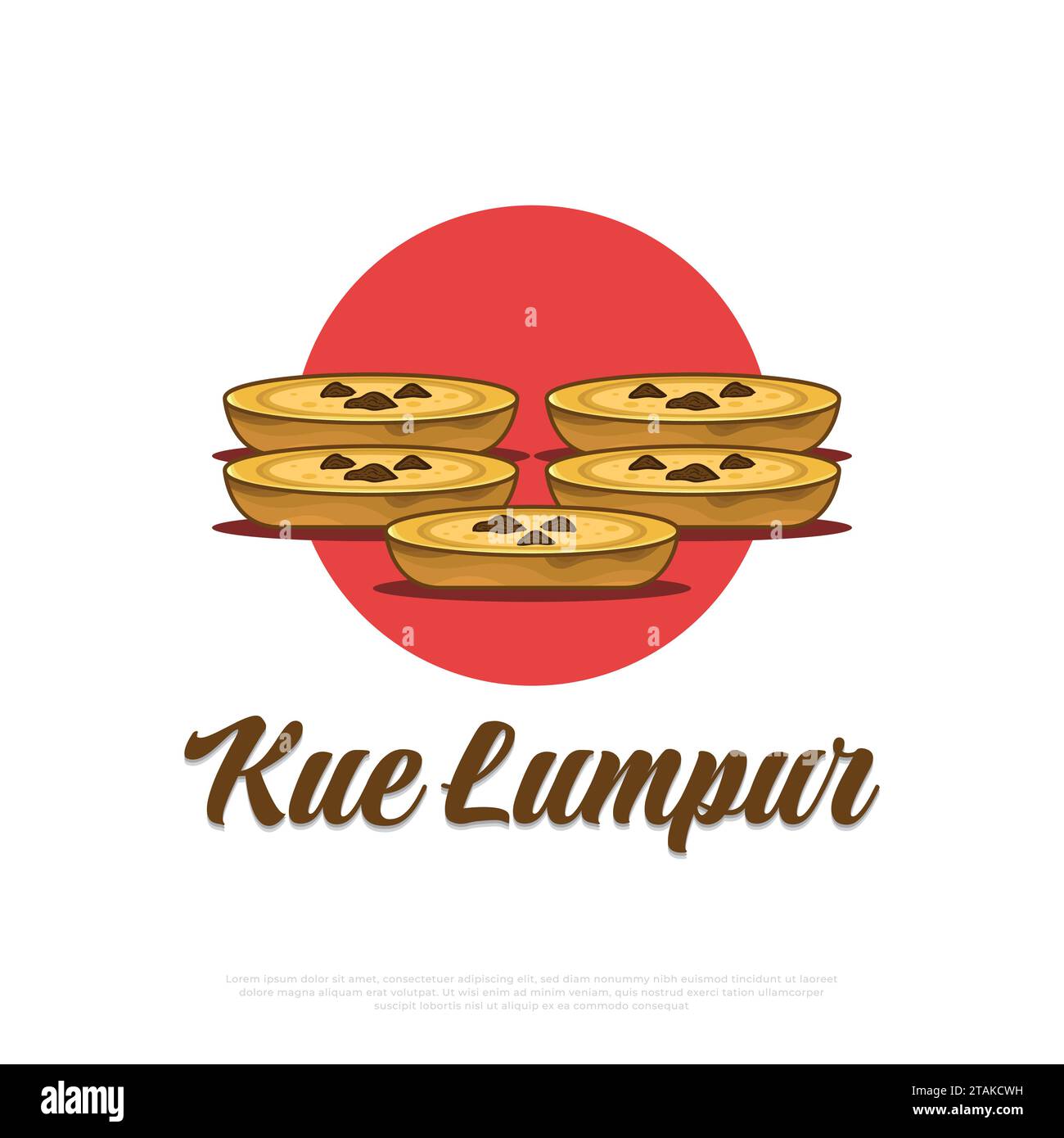 Illustrazione del cibo tradizionale indonesiano chiamato Kue Lumpur. Spuntini indonesiani disegnati a mano Illustrazione Vettoriale
