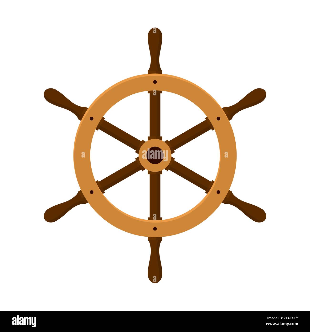 Timone di spedizione isolato su sfondo bianco. Volante Vector per yacht in stile piatto Illustrazione Vettoriale