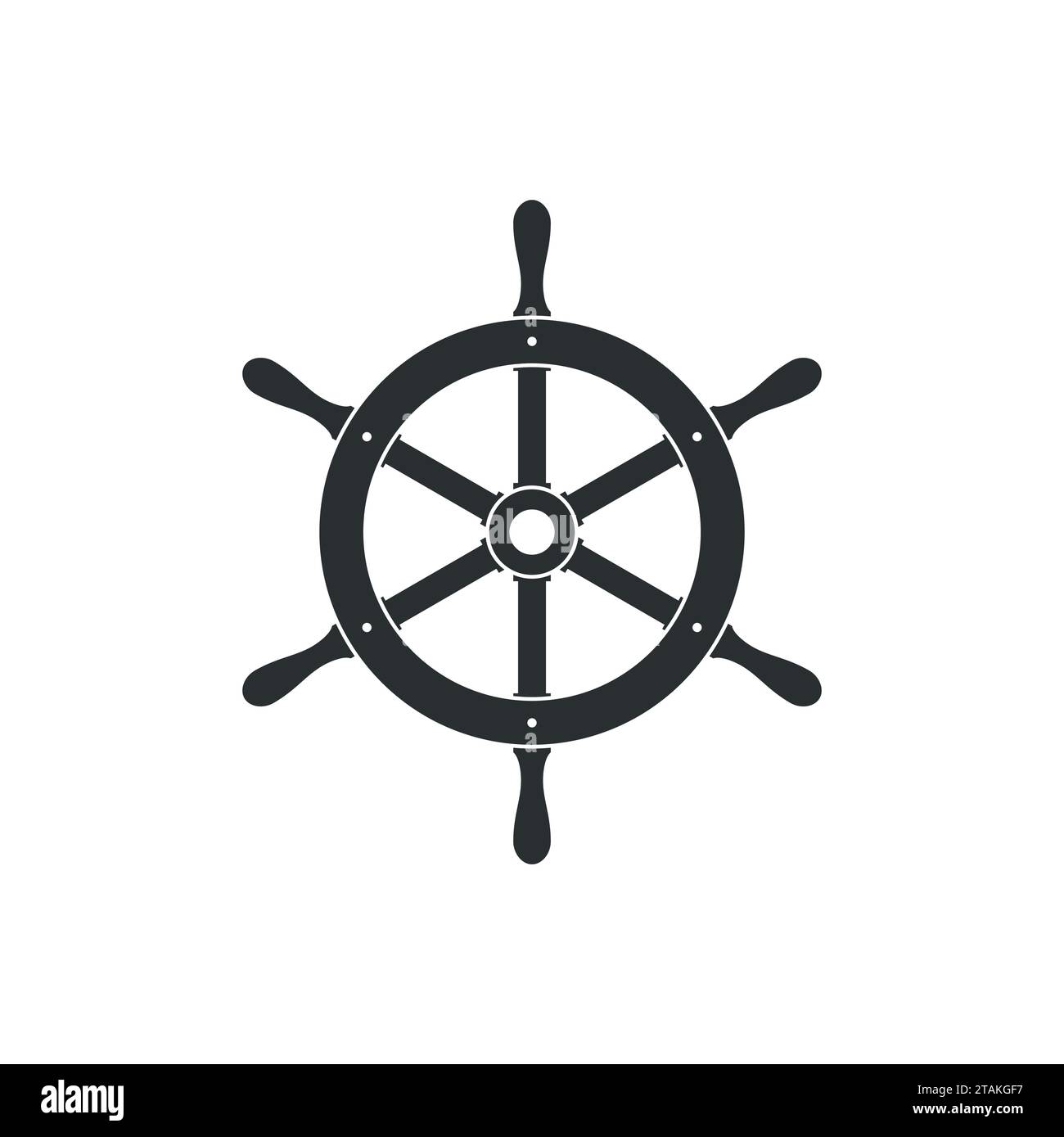 Icona Ship Helm isolata su sfondo bianco. Vettore volante yacht Illustrazione Vettoriale