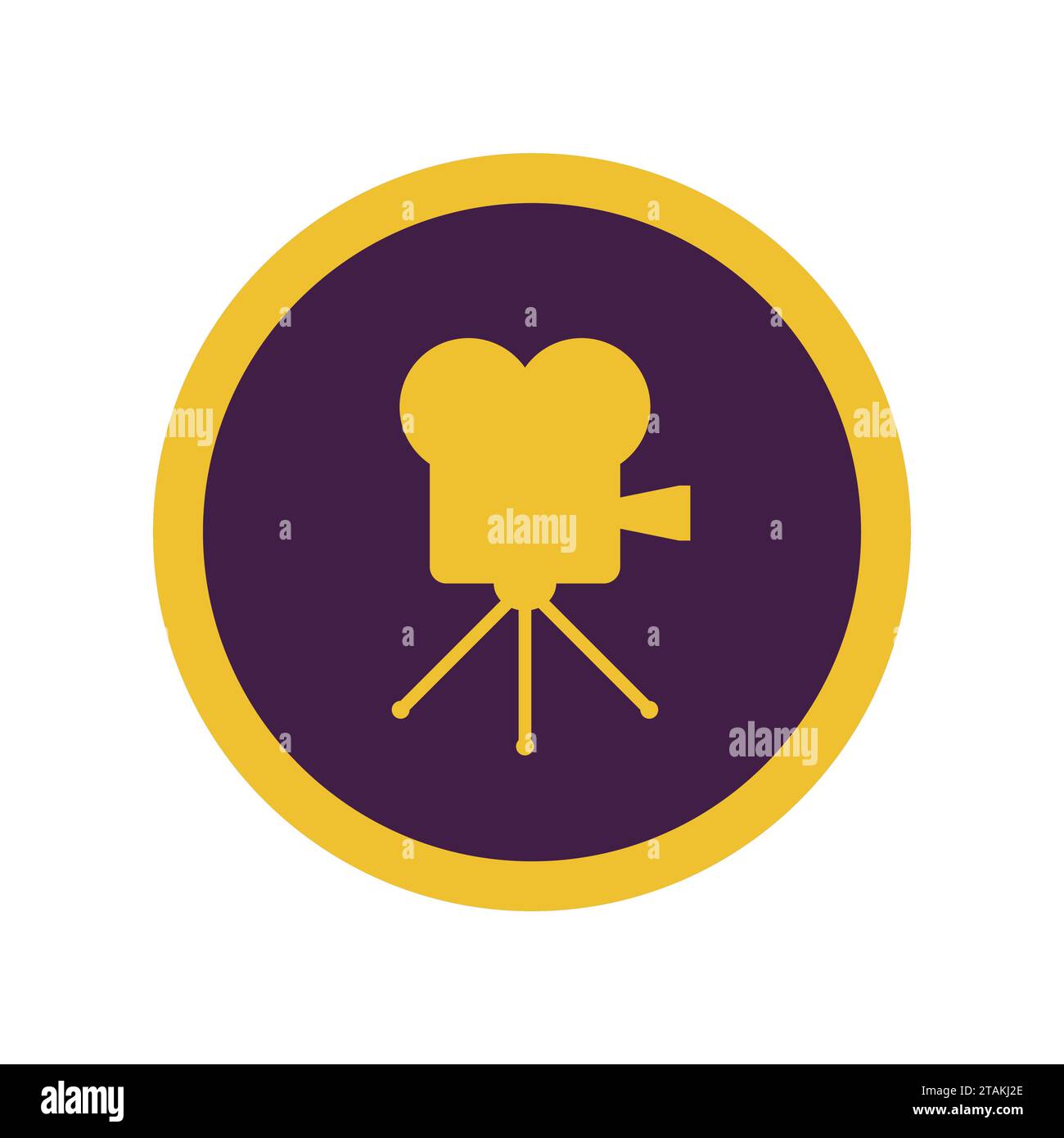 Icona del cinema rétro isolata su sfondo bianco. Illustrazione vettoriale del vecchio proiettore cinematografico Illustrazione Vettoriale