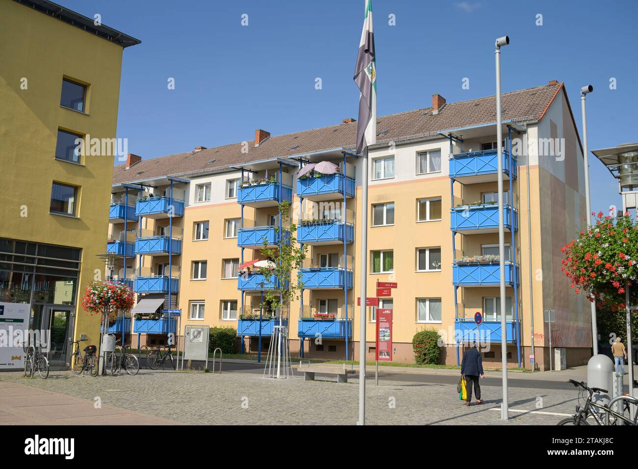 Plattenbauten, Reinheimer Straße, Fürstenwalde, Landkreis Oder-Spree, Brandeburgo, Deutschland Foto Stock