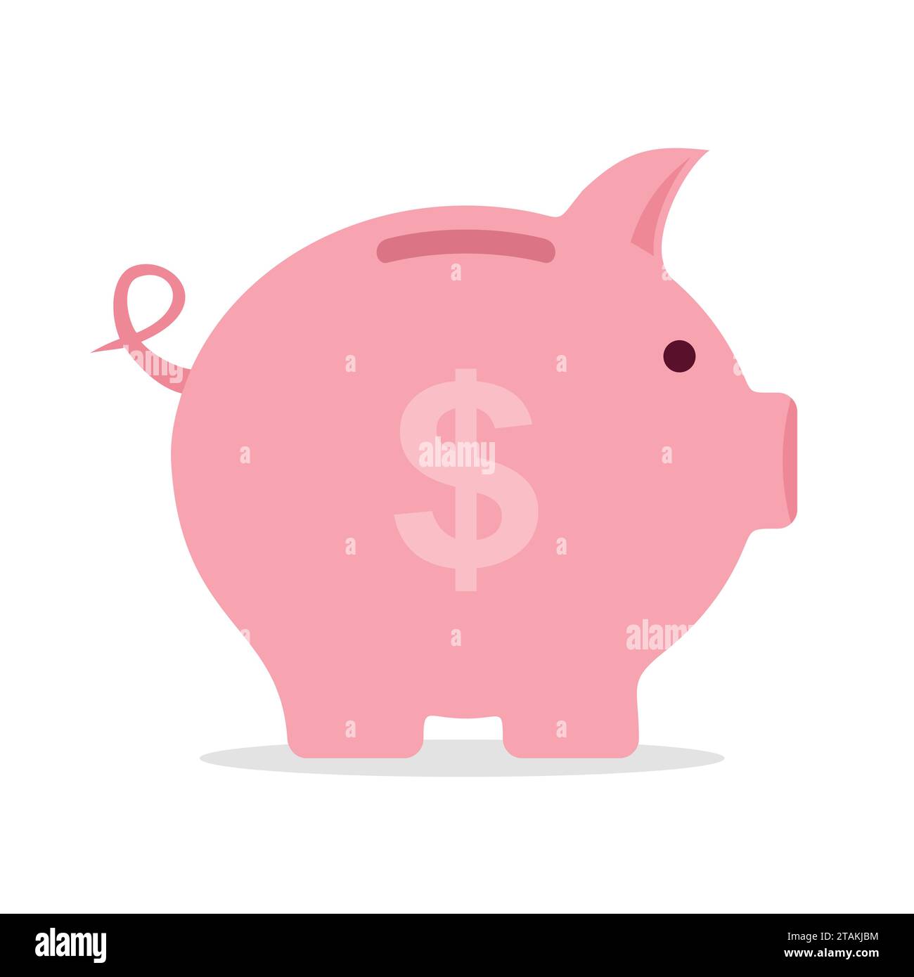 Salvadanaio per risparmiare denaro in stile piatto. Concetto di pianificazione degli investimenti Money Box. Icona del salvadanaio finanziario per il vettore di contanti e monete. Maiale isolato su bianco Illustrazione Vettoriale