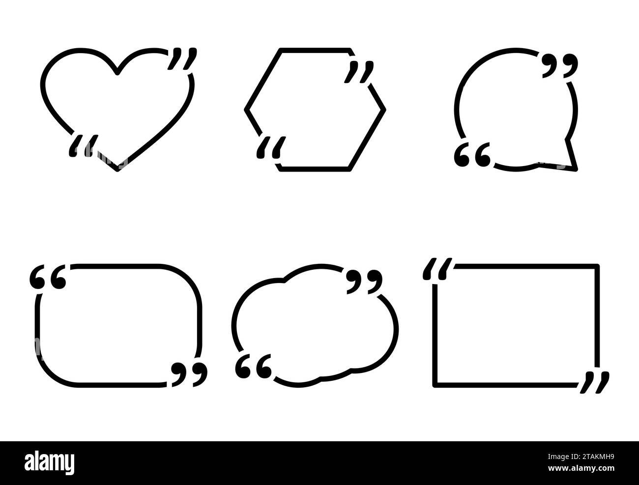 Modello vuoto per citazione dell'icona di revisione del sito Web. Modello commento bolla citazione isolato su sfondo bianco. Per informazioni e testo. Illustrazione Vettoriale