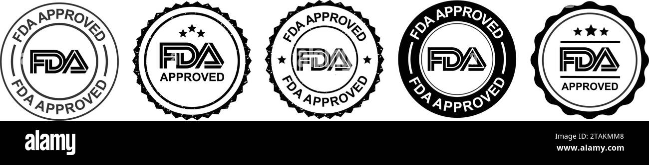 Timbro vettoriale approvato dalla FDA, U.S. Food and Drug Administration Illustrazione Vettoriale