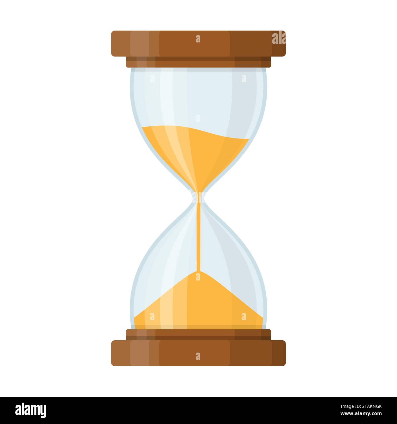 Icona in vetro sabbiato isolata su sfondo bianco. Clessidra a tempo in stile piatto. Illusione vettoriale Sandclock. Illustrazione Vettoriale