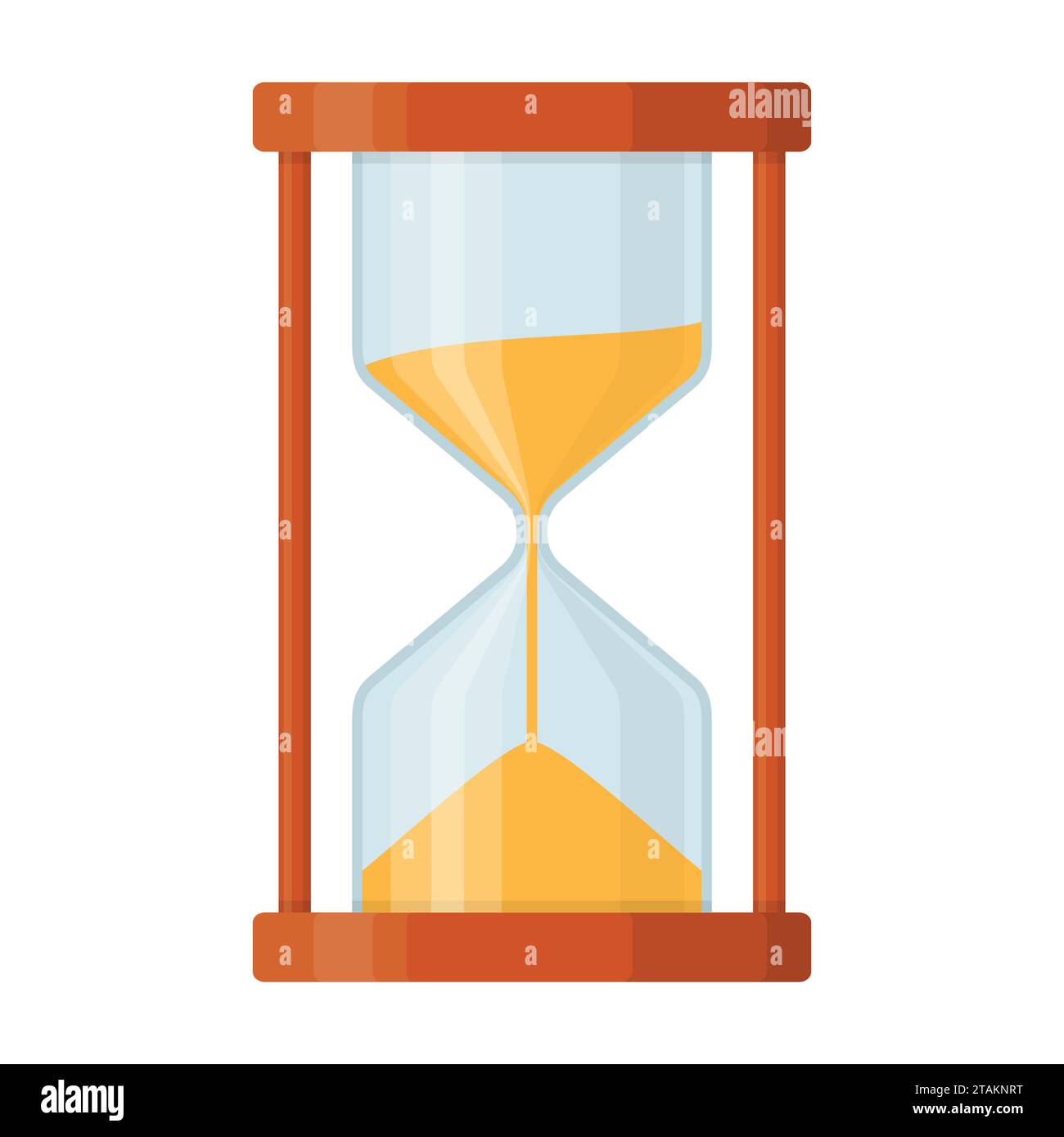 Icona in vetro sabbiato isolata su sfondo bianco. Clessidra a tempo in stile piatto. Illusione vettoriale Sandclock. Illustrazione Vettoriale