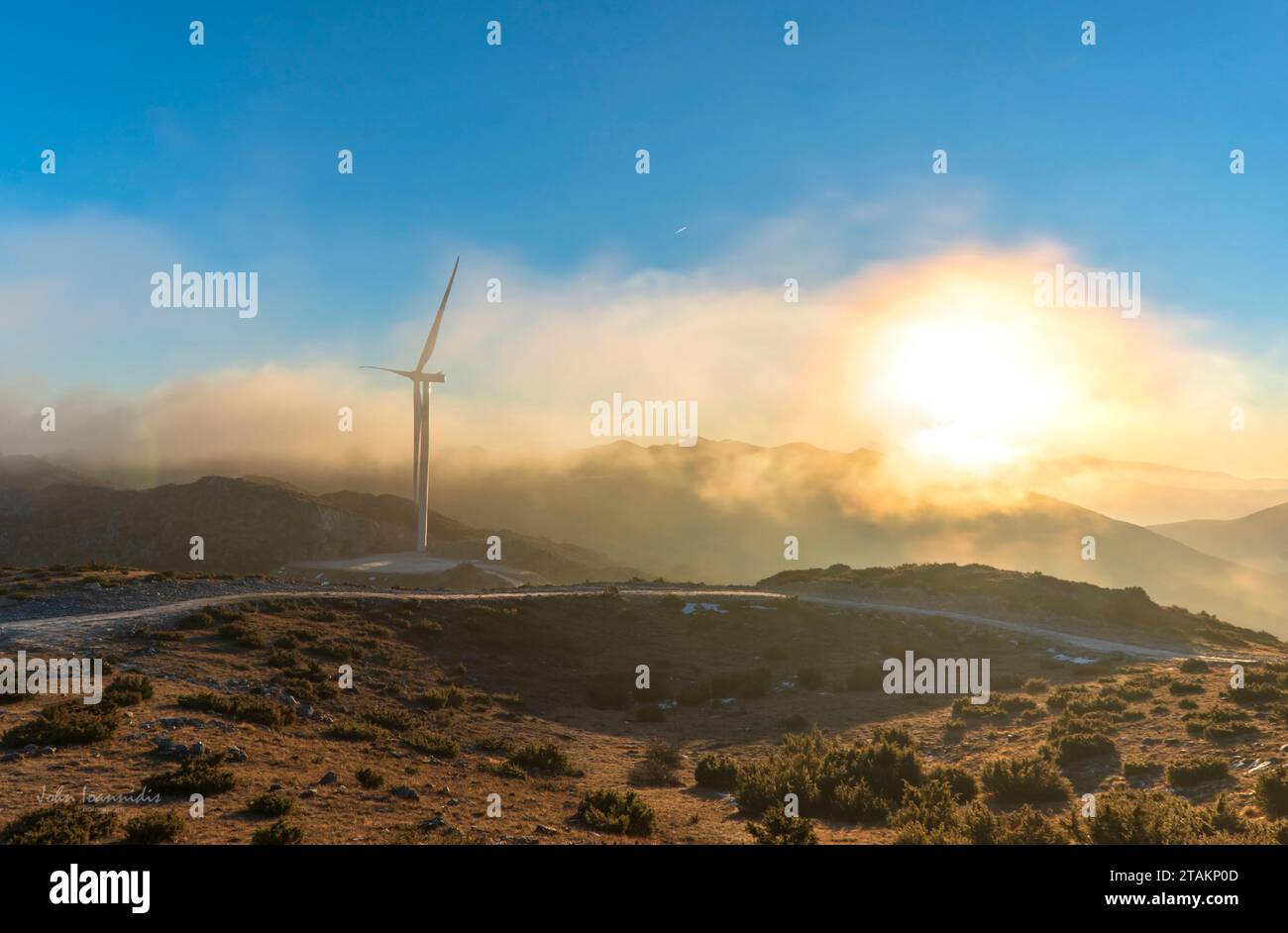 generatori eolici in grecia Foto Stock