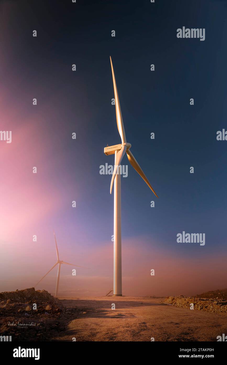 generatori eolici in grecia Foto Stock