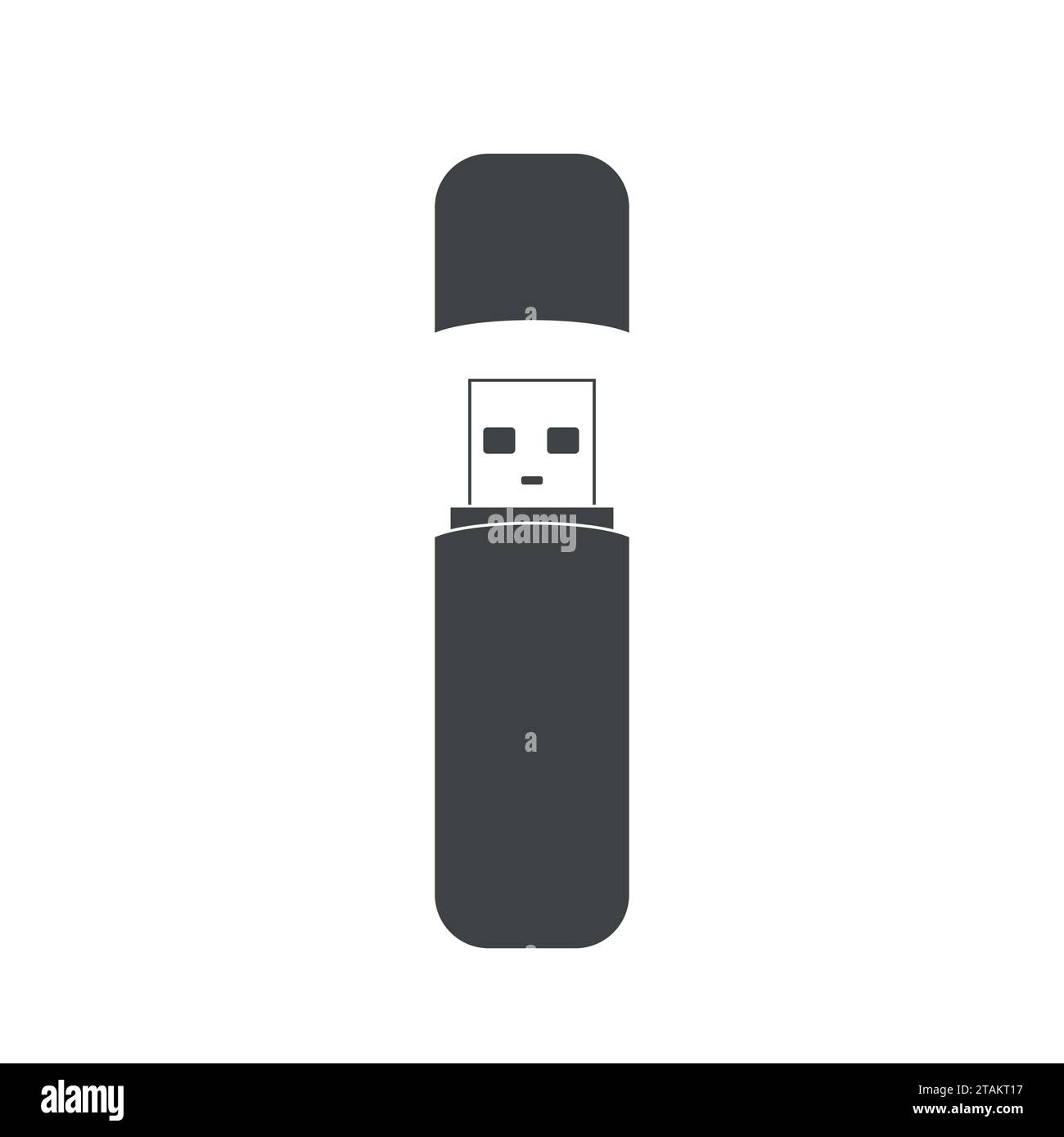 Icona dello stick di memoria USB dell'unità flash isolata su sfondo bianco. Illustrazione Vettoriale