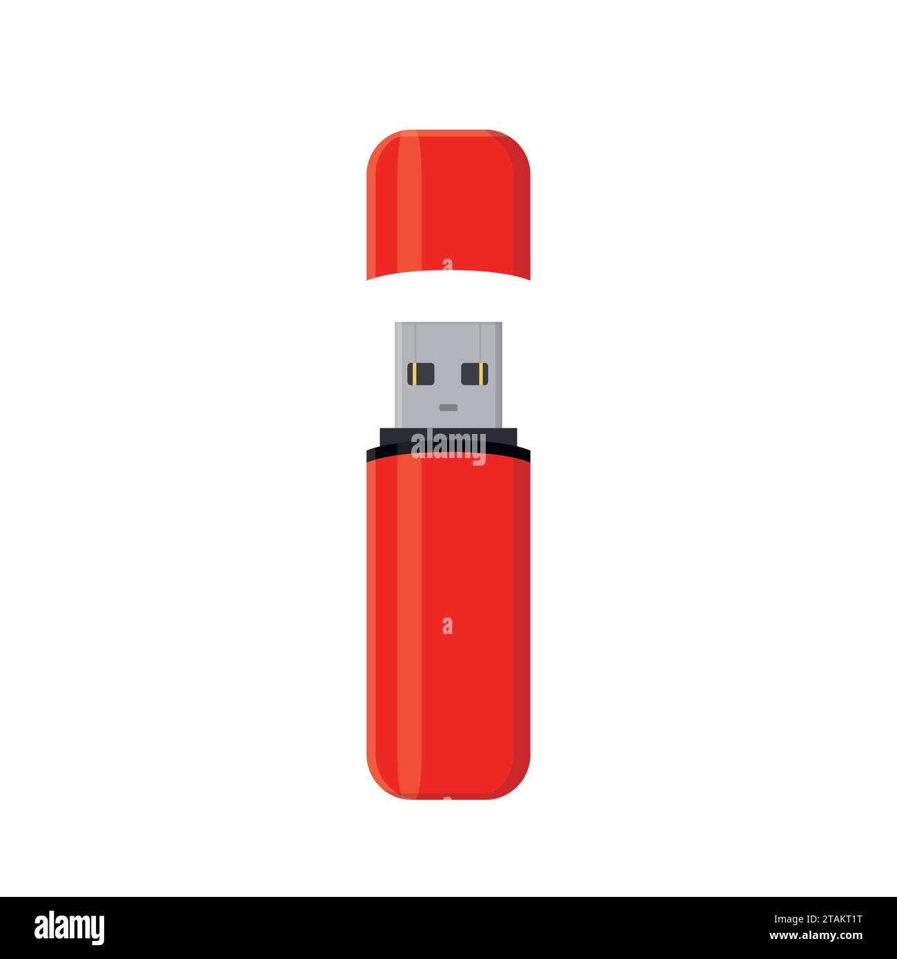 Chiavetta USB per unità flash isolata su sfondo bianco in stile piatto. Illustrazione Vettoriale