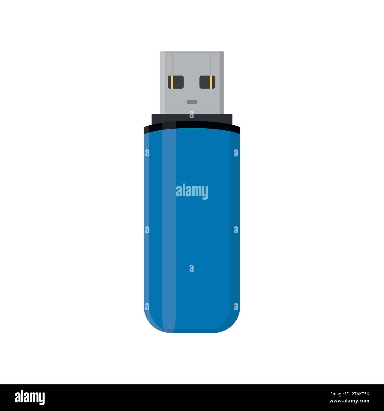 Chiavetta USB per unità flash isolata su sfondo bianco in stile piatto. Illustrazione Vettoriale