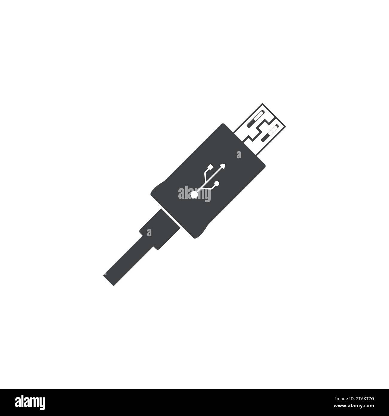 Icona del cavo micro USB isolata su sfondo bianco. Illustrazione Vettoriale