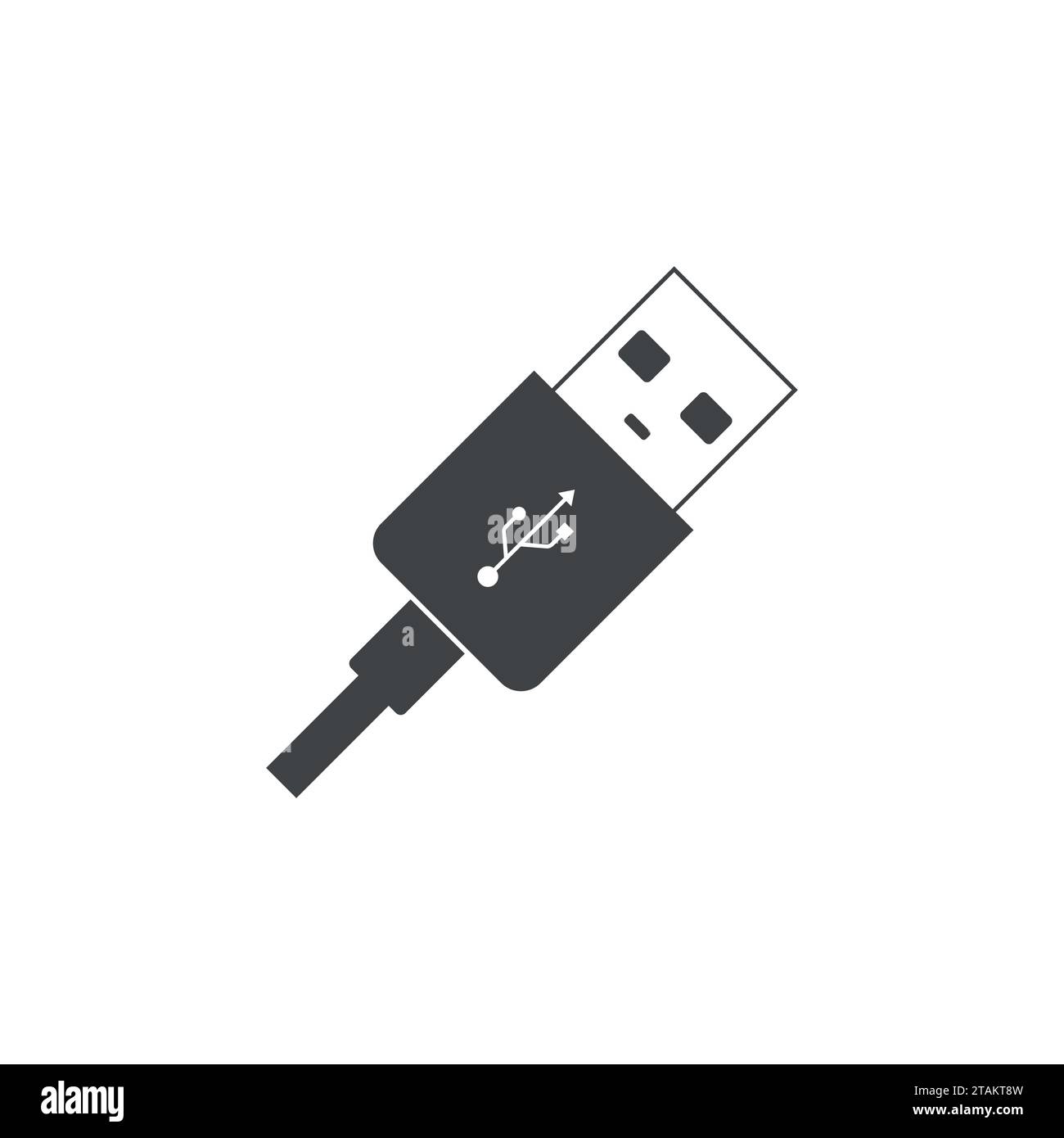 Icona del cavo del connettore del cavo USB isolata su sfondo bianco in stile piatto Illustrazione Vettoriale