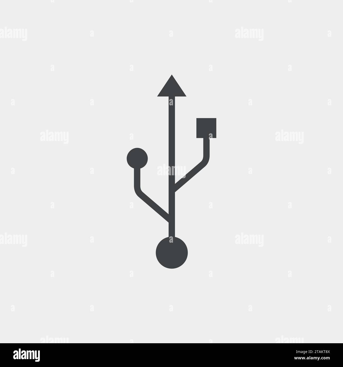 Icona USB in stile piatto isolata su sfondo grigio per il Web Illustrazione Vettoriale