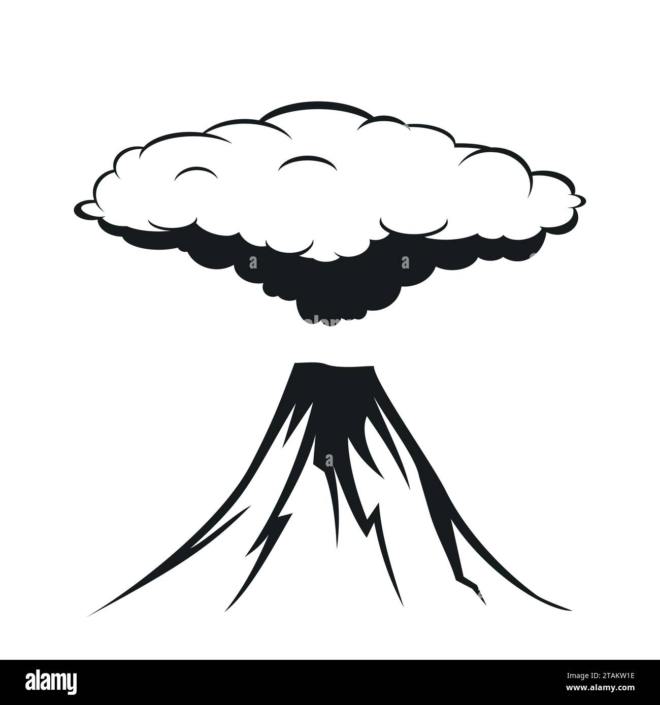 Eruzione vulcanica con nuvole di fumo. Illustrazione vettoriale Illustrazione Vettoriale
