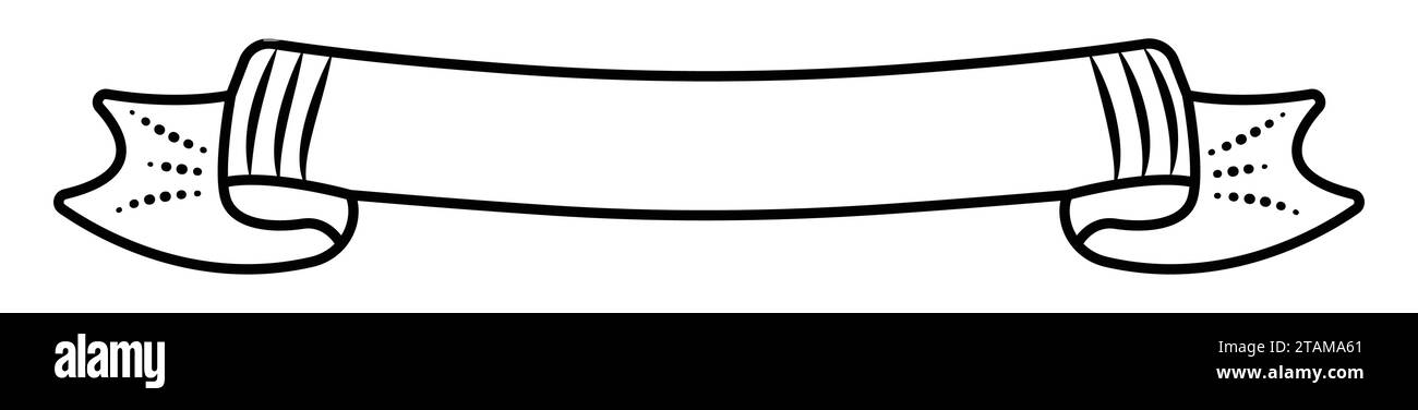 Banner a nastro vuoto con linea nera, semplice modello vettoriale monocromatico natalizio di titolo Illustrazione Vettoriale