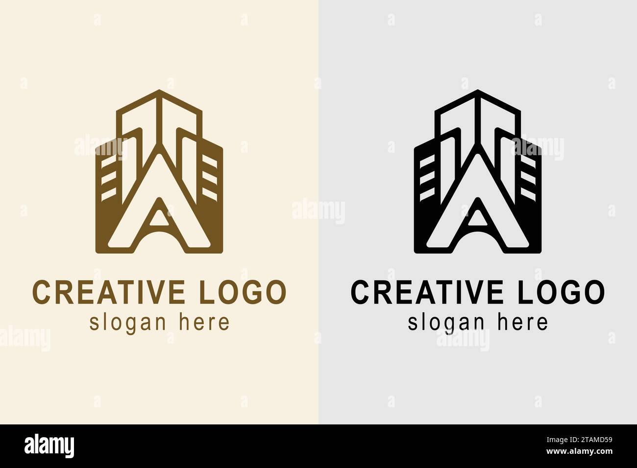 logo dell'edificio. Scrivere Un logo con l'edificio. adatto per logo di appartamenti, immobili, hotel, edifici, ecc. design semplice del logo modificabile. Illustrazione Vettoriale