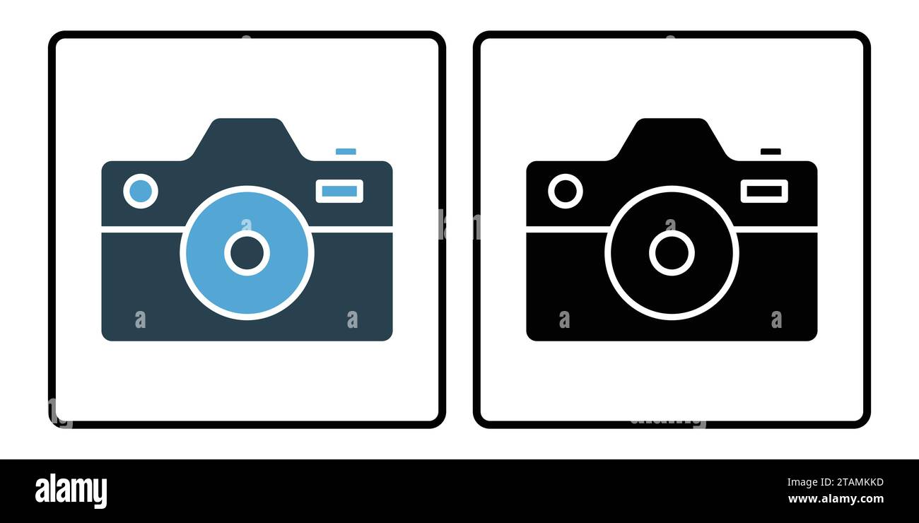 icona fotocamera. stile icona a tinta unita, doppio tono. semplice progettazione vettoriale modificabile Illustrazione Vettoriale