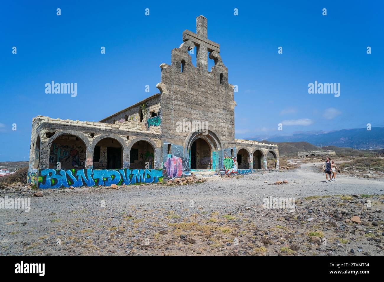 TENERIFE, ISOLE CANARIE, SPAGNA - 25 LUGLIO 2023: Città fantasma di Abades e colonia di lebbrosi abbandonata (Antiguo Leprosario Abades). Foto Stock