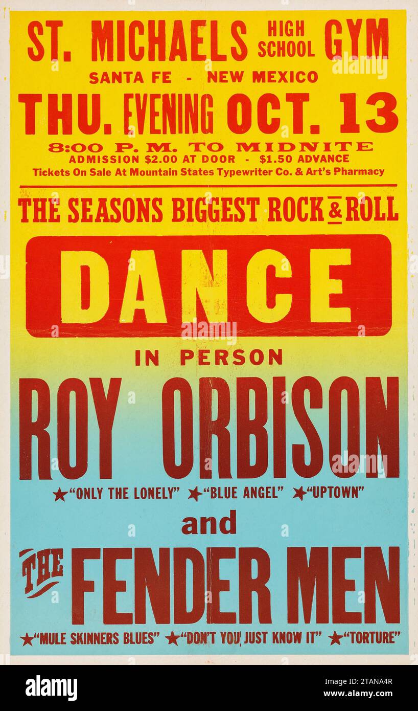 Poster Rock and Roll - Roy Orbison and the Fender Men - St. Poster del concerto di Michael (1960) Foto Stock