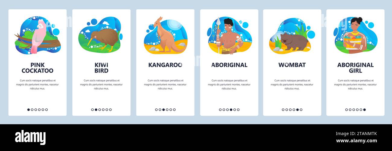 Modelli vettoriali per schermate di inserimento di siti Web e app mobili in Australia Illustrazione Vettoriale