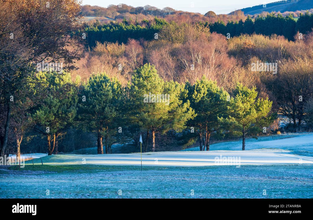 Scene invernali di golf al Chorley Golf Club Lancashire Inghilterra Regno Unito Foto Stock