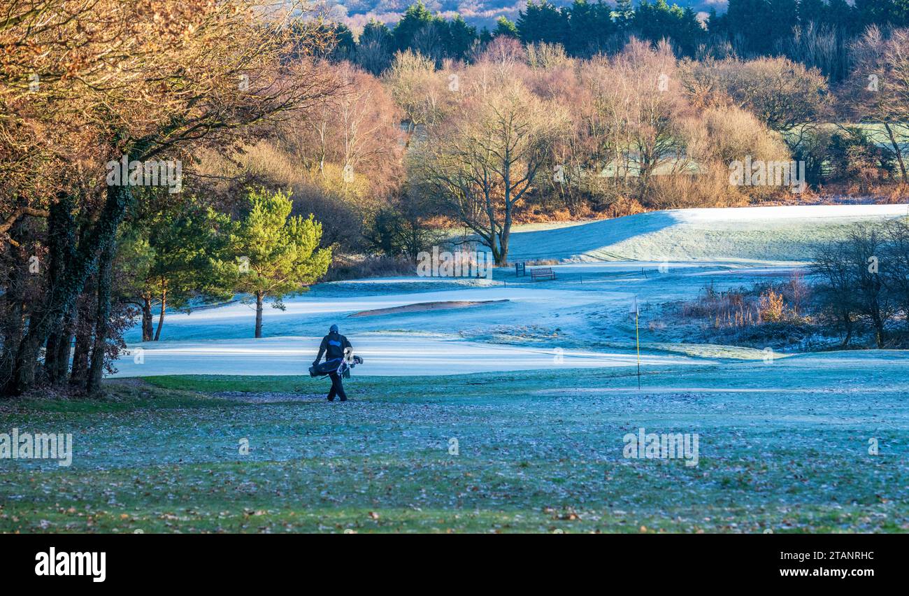 Scene invernali di golf al Chorley Golf Club Lancashire Inghilterra Regno Unito Foto Stock