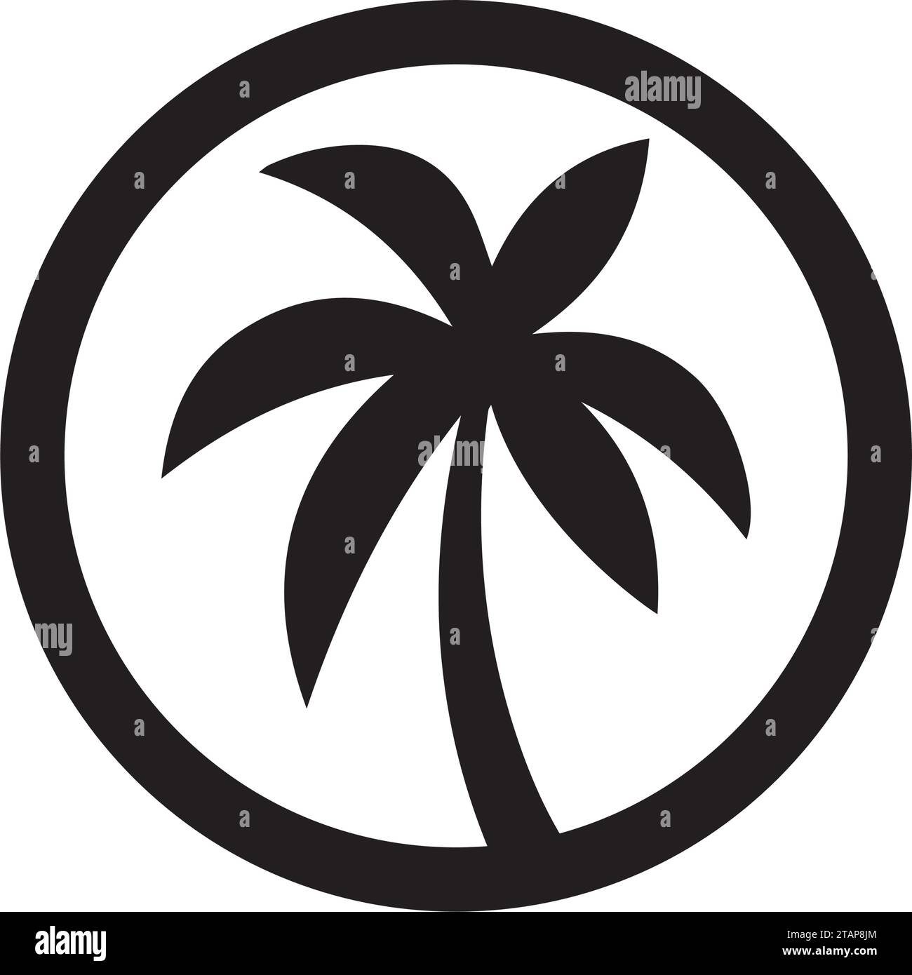 Immagine dell'icona della silhouette della palma nera su sfondo bianco Illustrazione Vettoriale