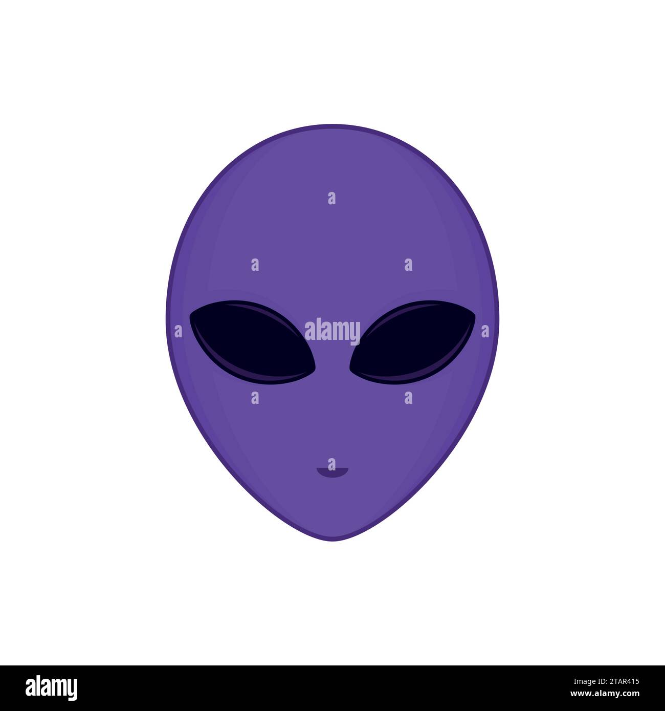 Volto alieno con occhi grandi isolati su sfondo bianco. Testa umanoide extraterrestre. Illustrazione vettoriale Illustrazione Vettoriale